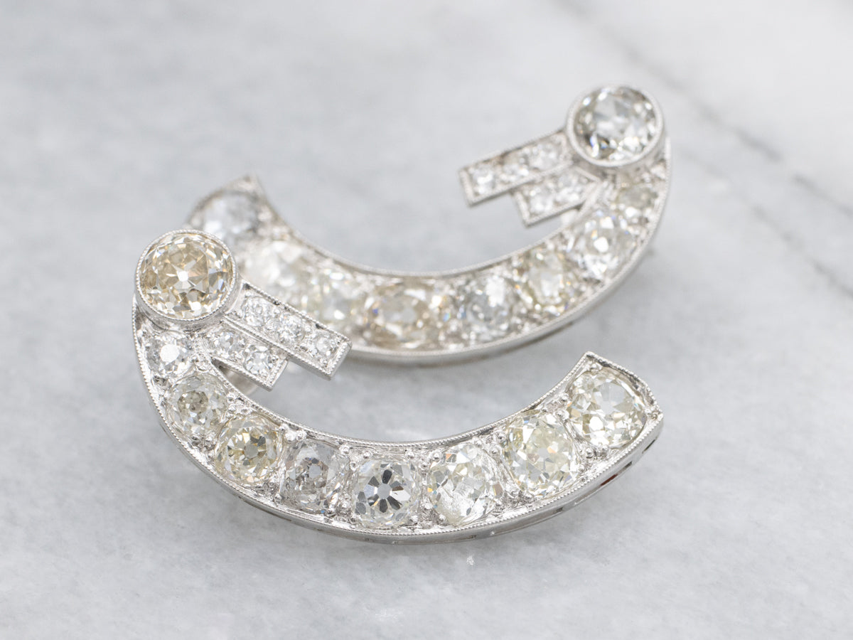 Art Deco Era Old Mine Cut Diamond and Platinum Drop Earrings