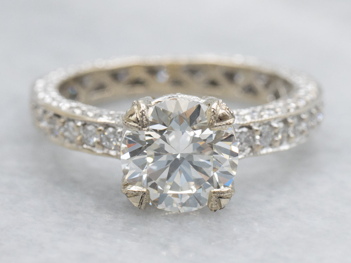 Modern GIA Certified Diamond Eternity Engagement Ring