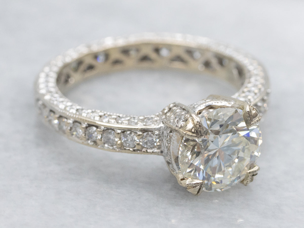 Modern GIA Certified Diamond Eternity Engagement Ring