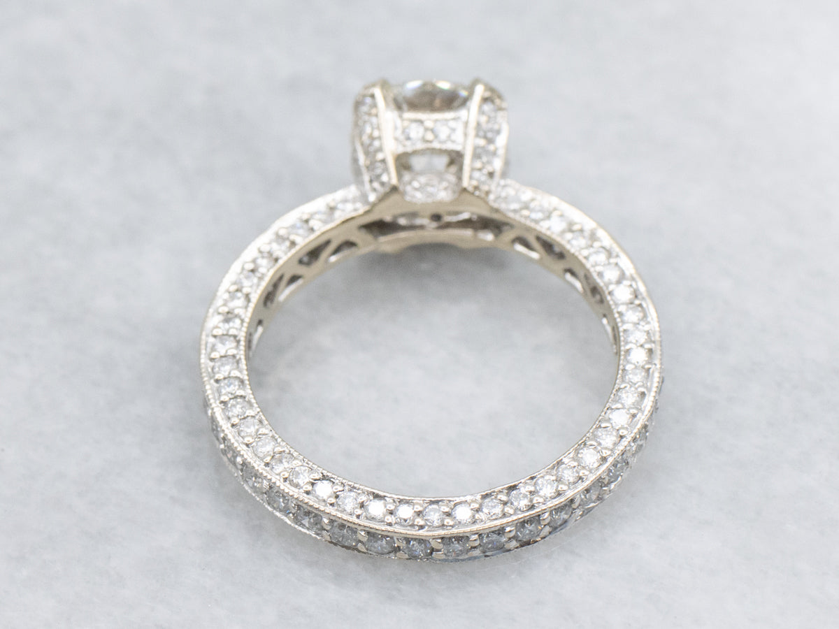 Modern GIA Certified Diamond Eternity Engagement Ring