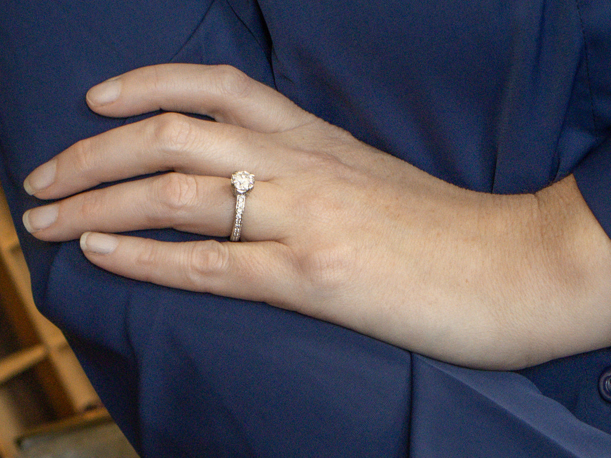 Modern GIA Certified Diamond Eternity Engagement Ring