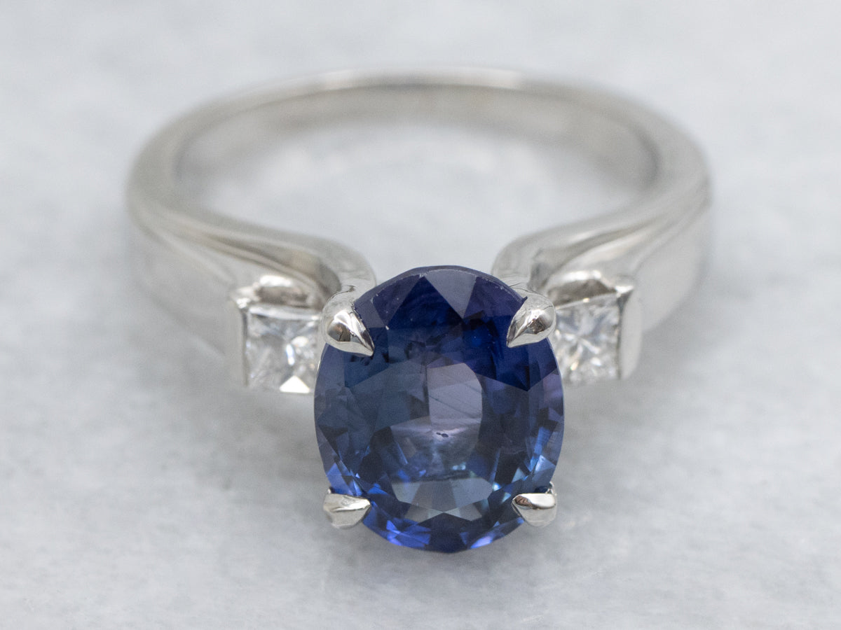 Platinum Sapphire and Diamond Anniversary Ring