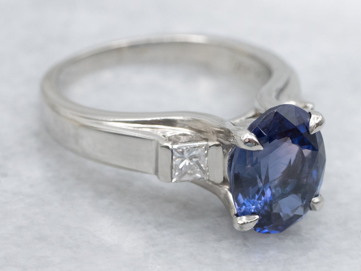 Platinum Sapphire and Diamond Anniversary Ring