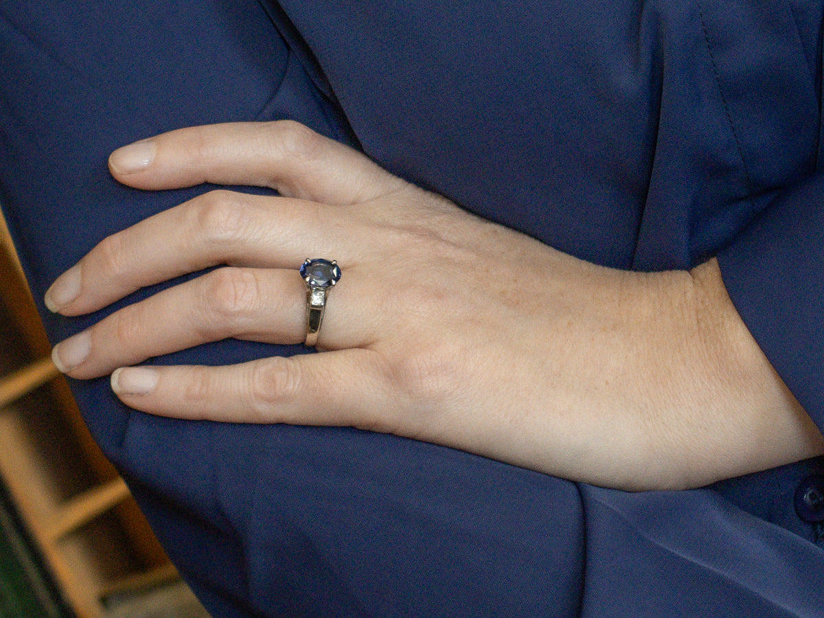 Platinum Sapphire and Diamond Anniversary Ring