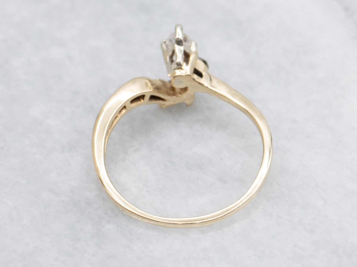 Marquis-Cut and Channel Set Diamond Bypass Engagement Ring