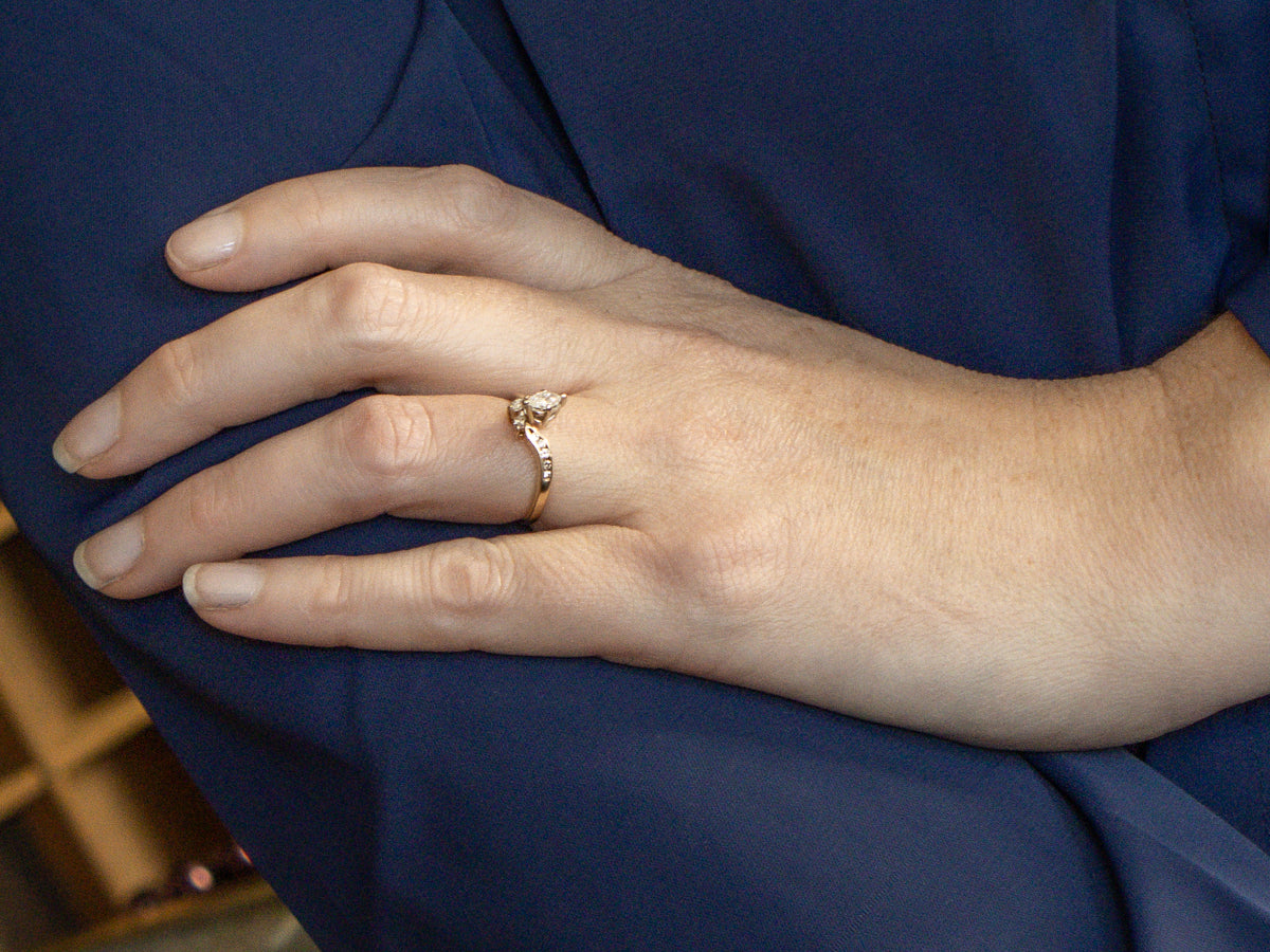 Marquis-Cut and Channel Set Diamond Bypass Engagement Ring