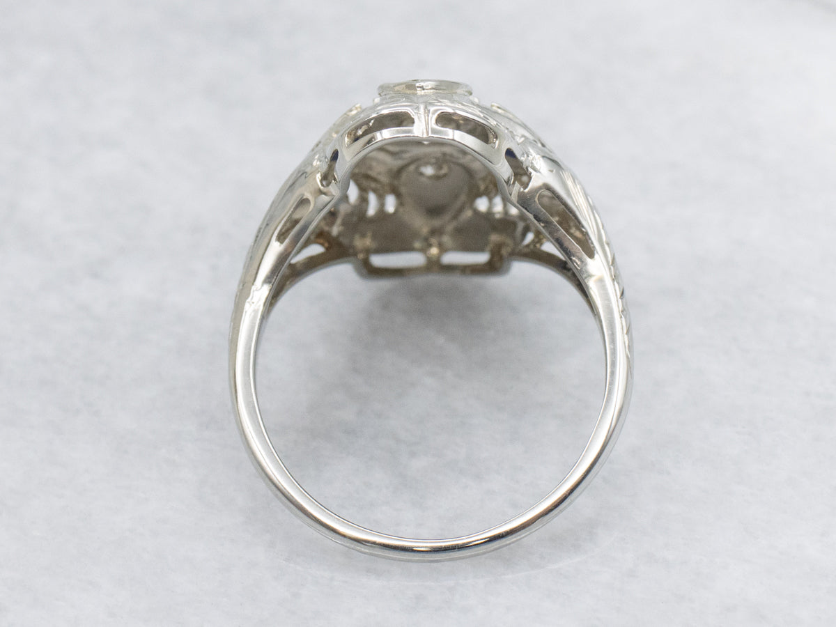 Art Deco Era Diamond and Synthetic Sapphire Dinner Ring