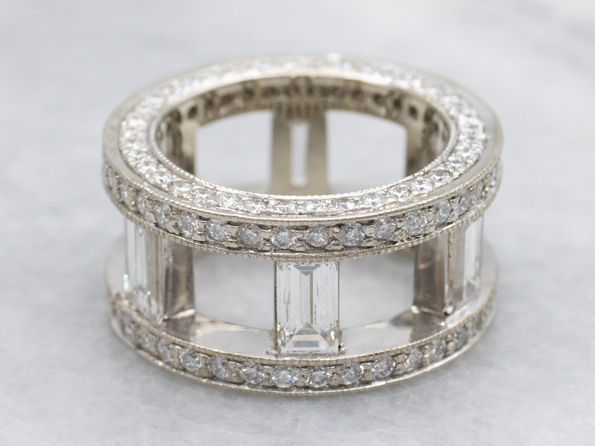 Bold Mix-Cut Diamond and Platinum Eternity Band