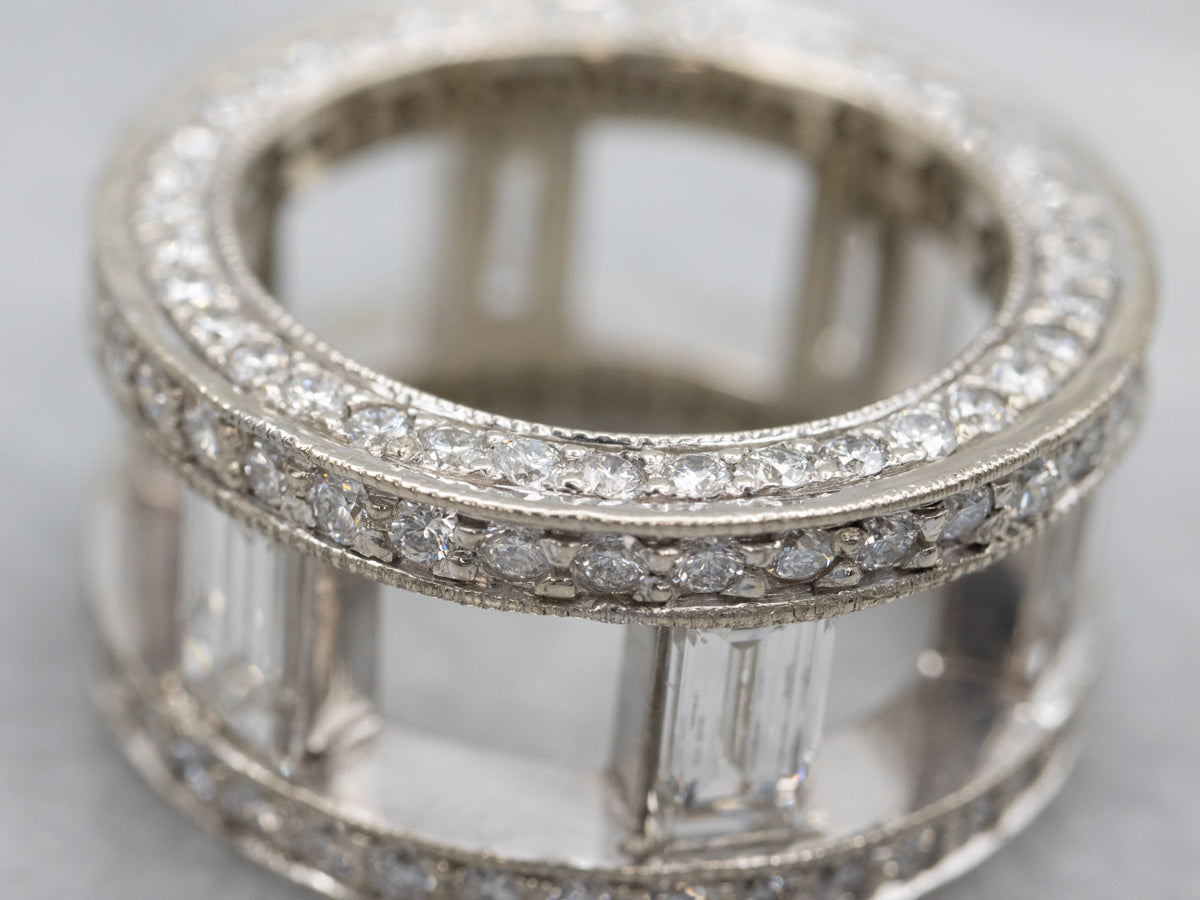 Bold Mix-Cut Diamond and Platinum Eternity Band