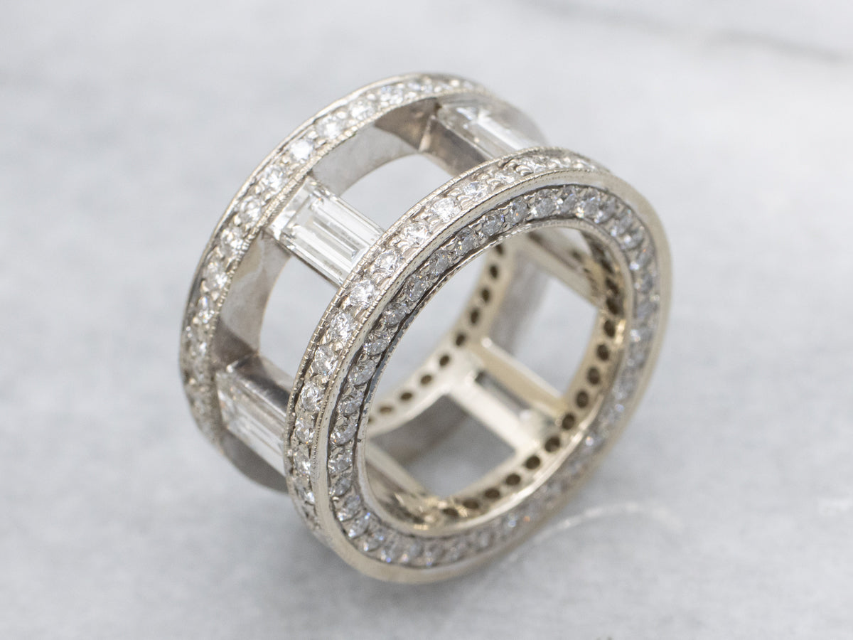 Bold Mix-Cut Diamond and Platinum Eternity Band