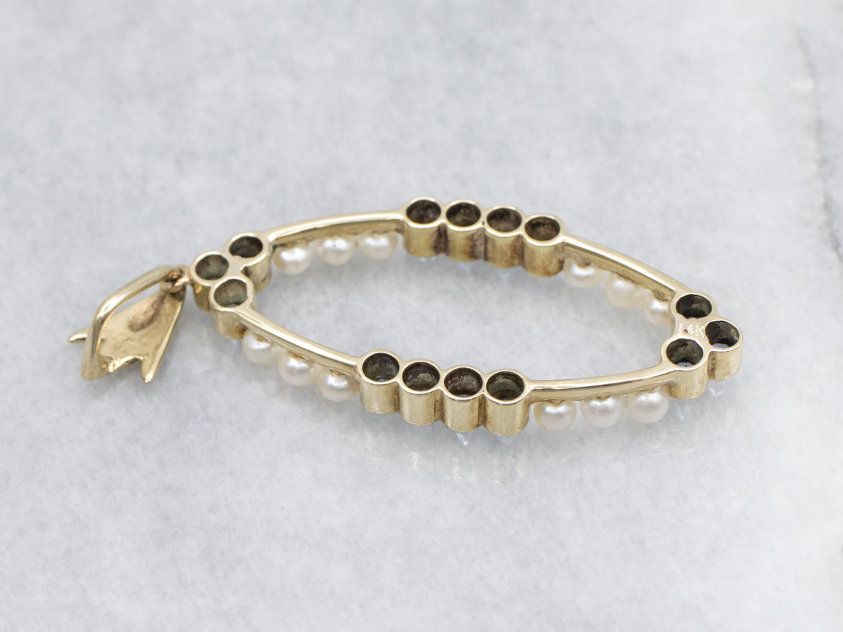 Sapphire and Seed Pearl Gold Pendant