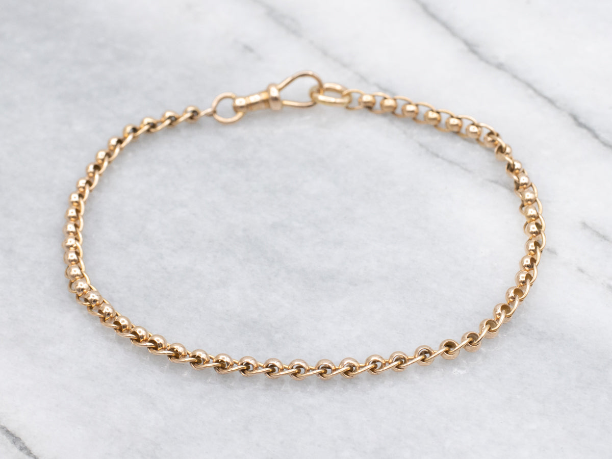 Antique Rose Gold Rolo Link Bracelet with Dog-Clip Clasp