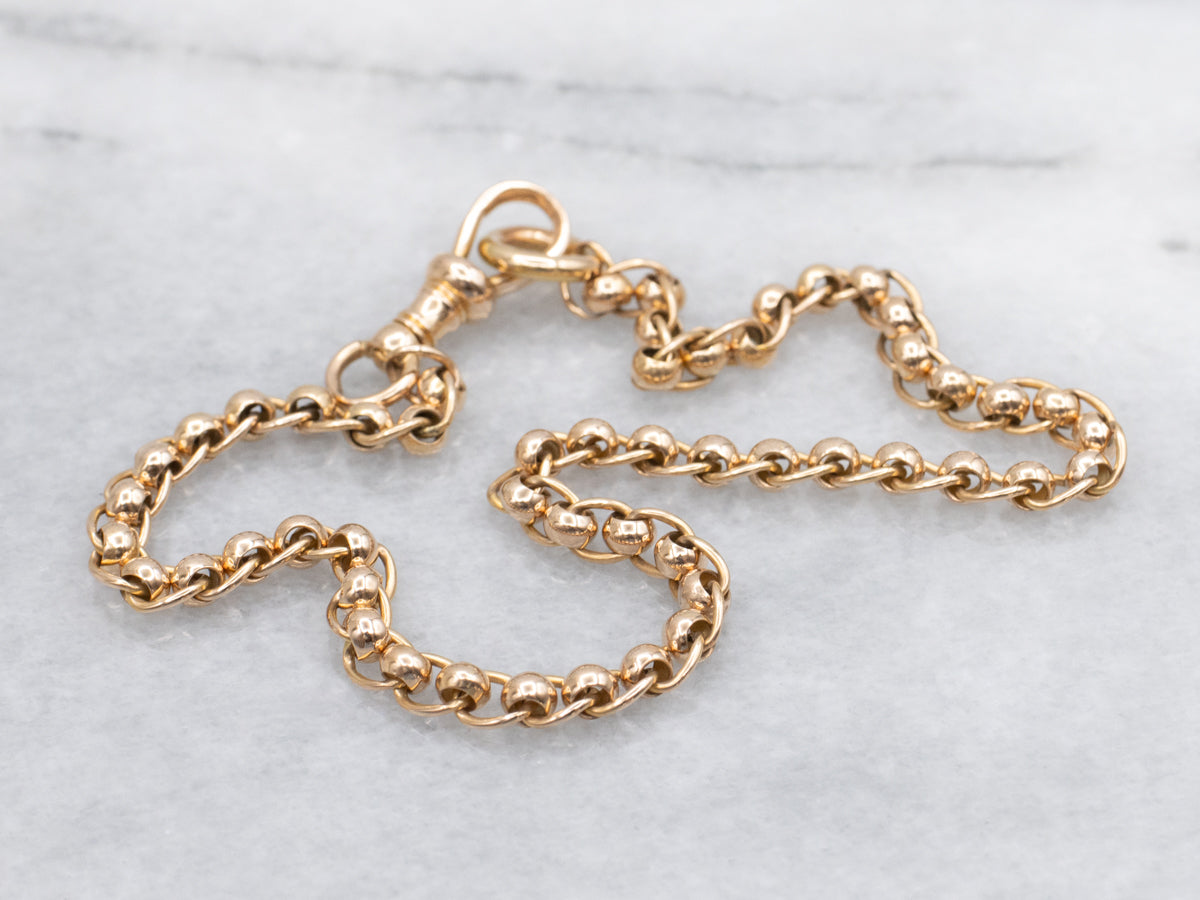 Antique Rose Gold Rolo Link Bracelet with Dog-Clip Clasp