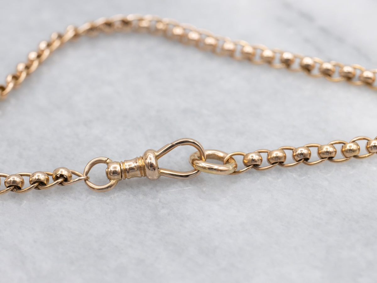 Antique Rose Gold Rolo Link Bracelet with Dog-Clip Clasp
