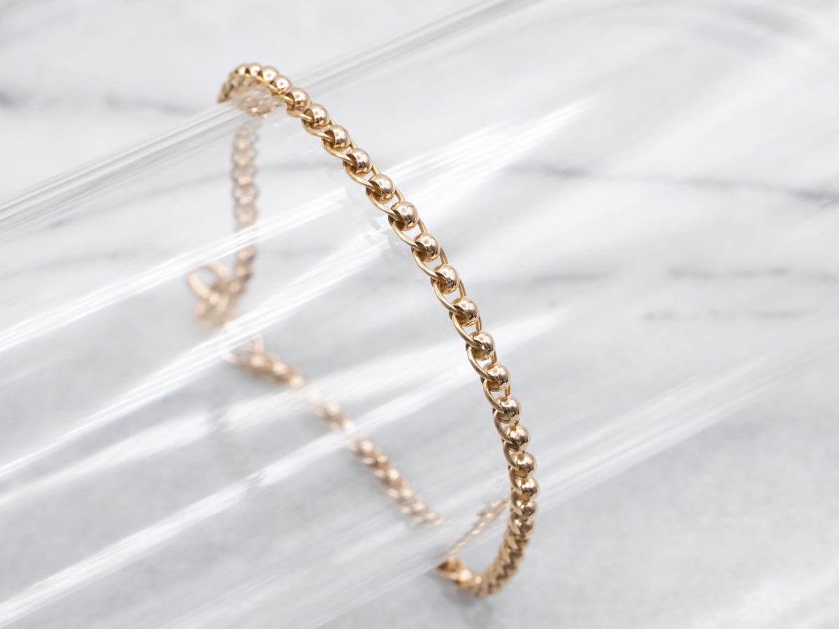 Antique Rose Gold Rolo Link Bracelet with Dog-Clip Clasp