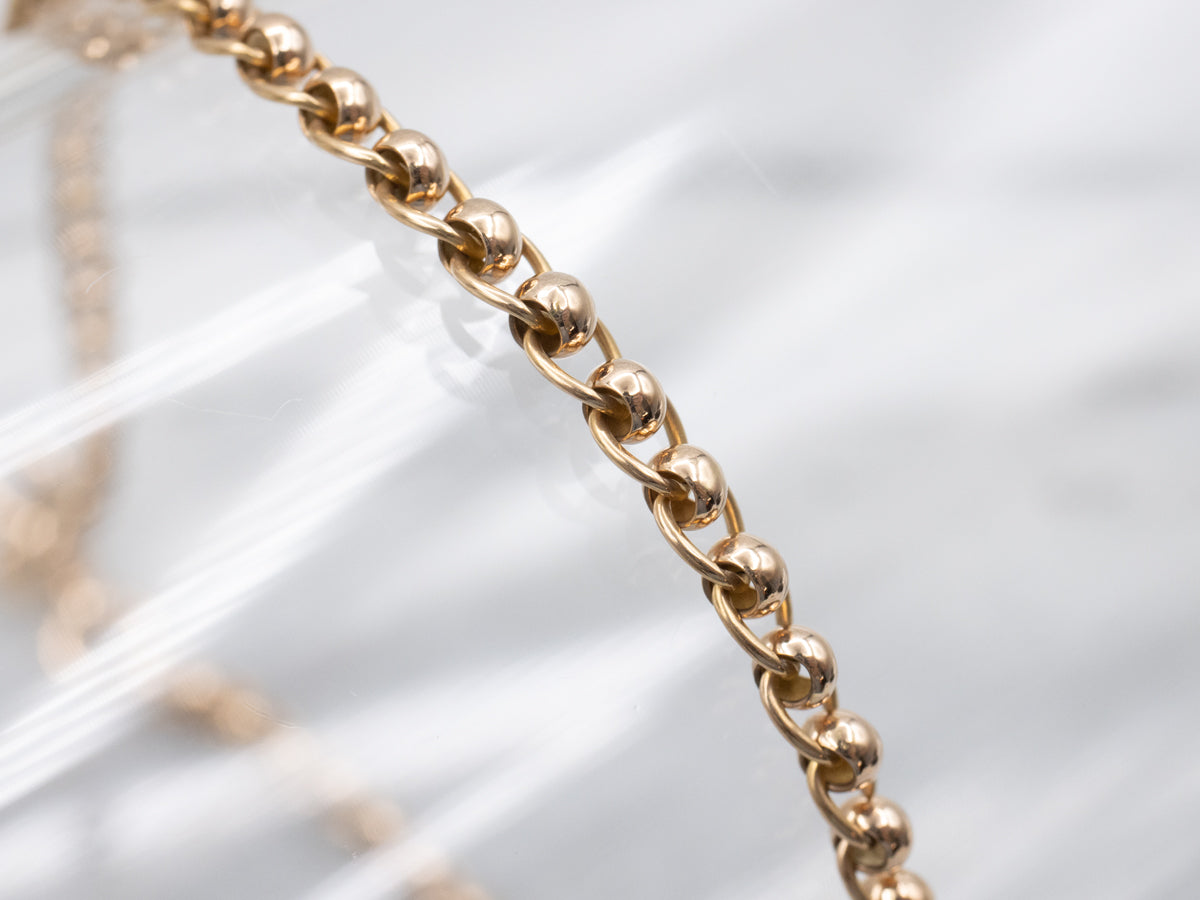 Antique Rose Gold Rolo Link Bracelet with Dog-Clip Clasp