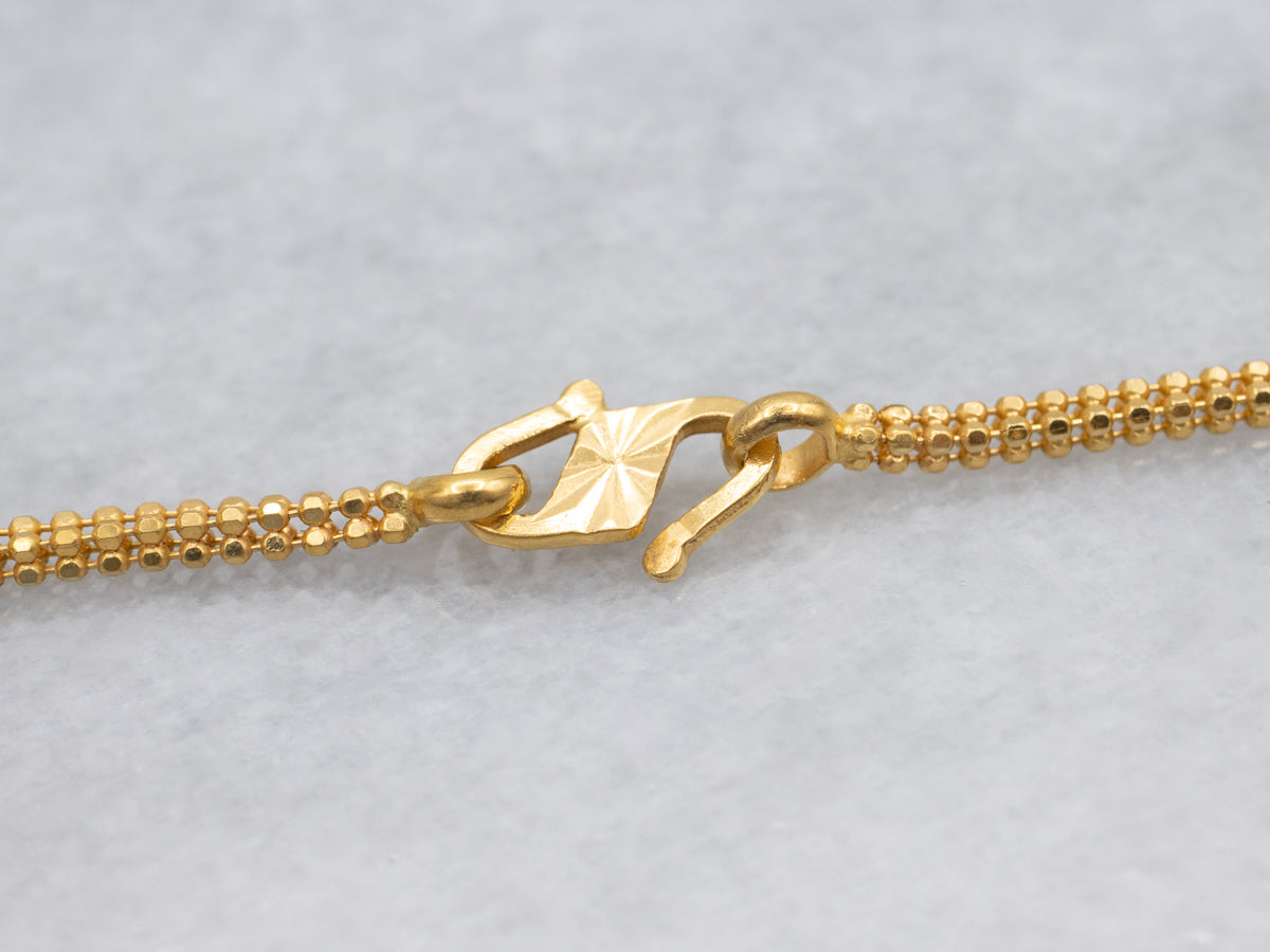 Beaded 22-Karat Gold Necklace with Slide Tassel Drop