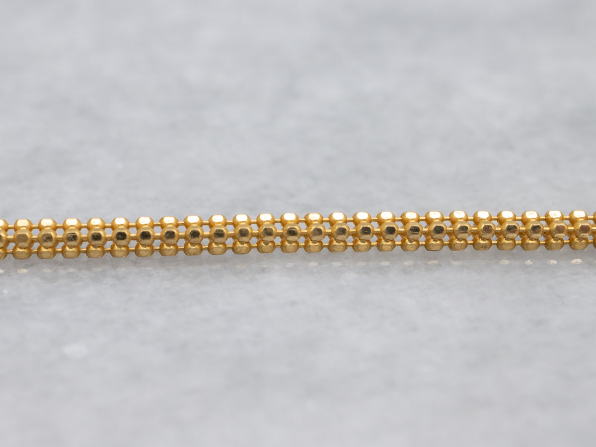 Beaded 22-Karat Gold Necklace with Slide Tassel Drop