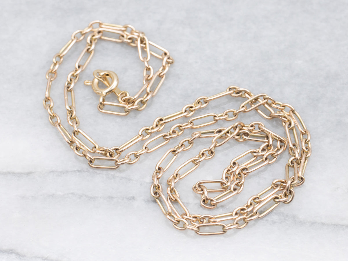 Polished Gold Trombone-Link Chain with Spring Clasp