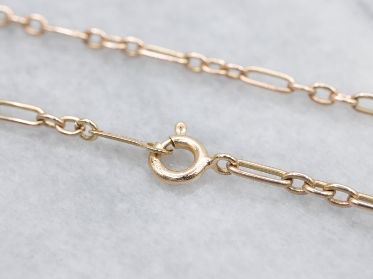 Polished Gold Trombone-Link Chain with Spring Clasp
