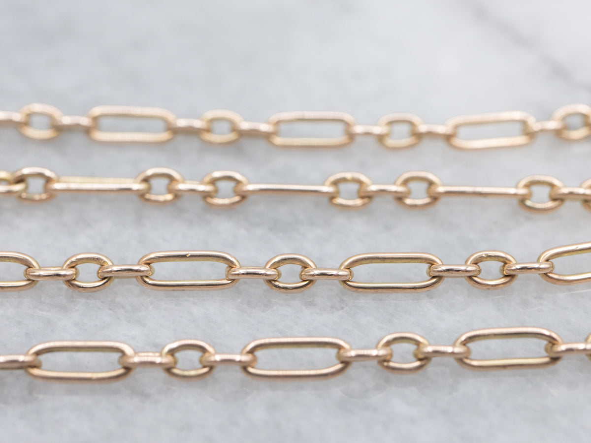 Polished Gold Trombone-Link Chain with Spring Clasp