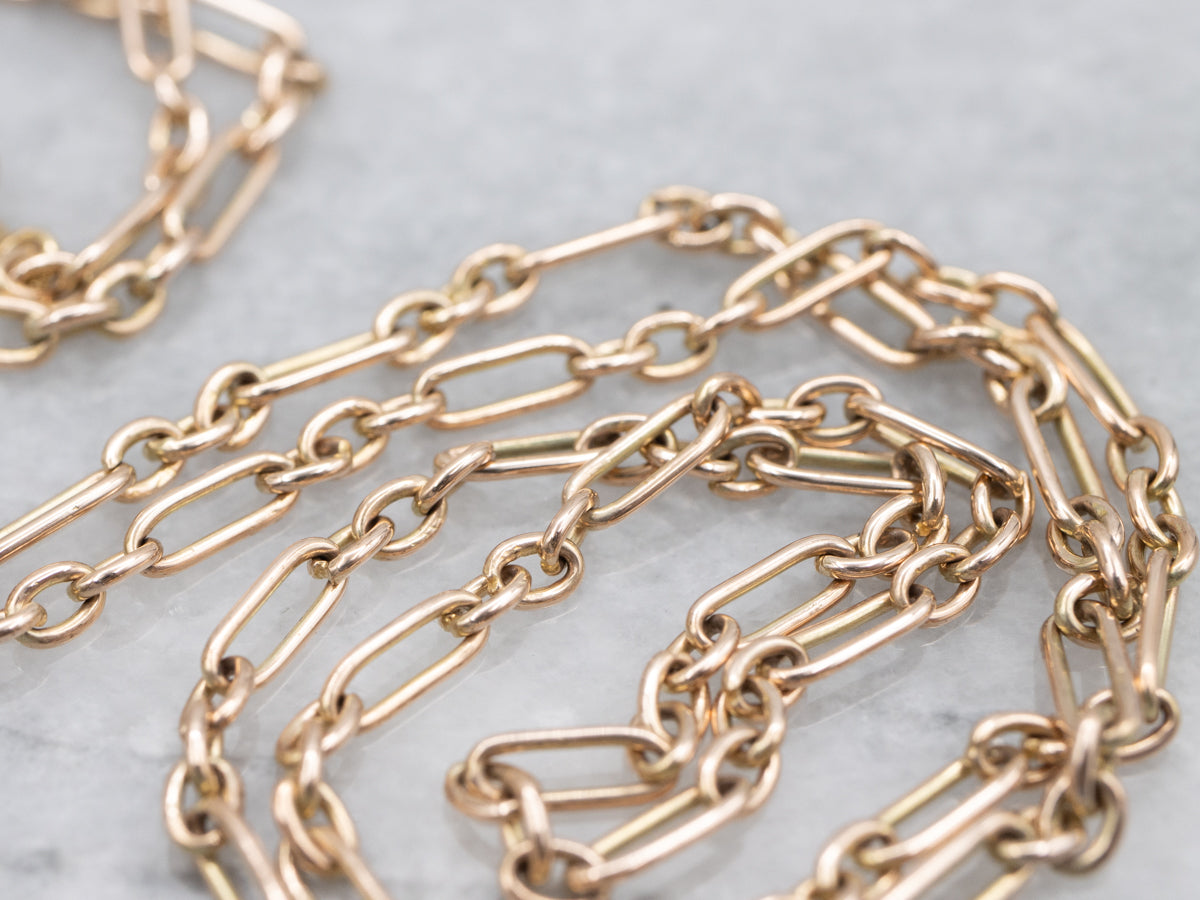 Polished Gold Trombone-Link Chain with Spring Clasp