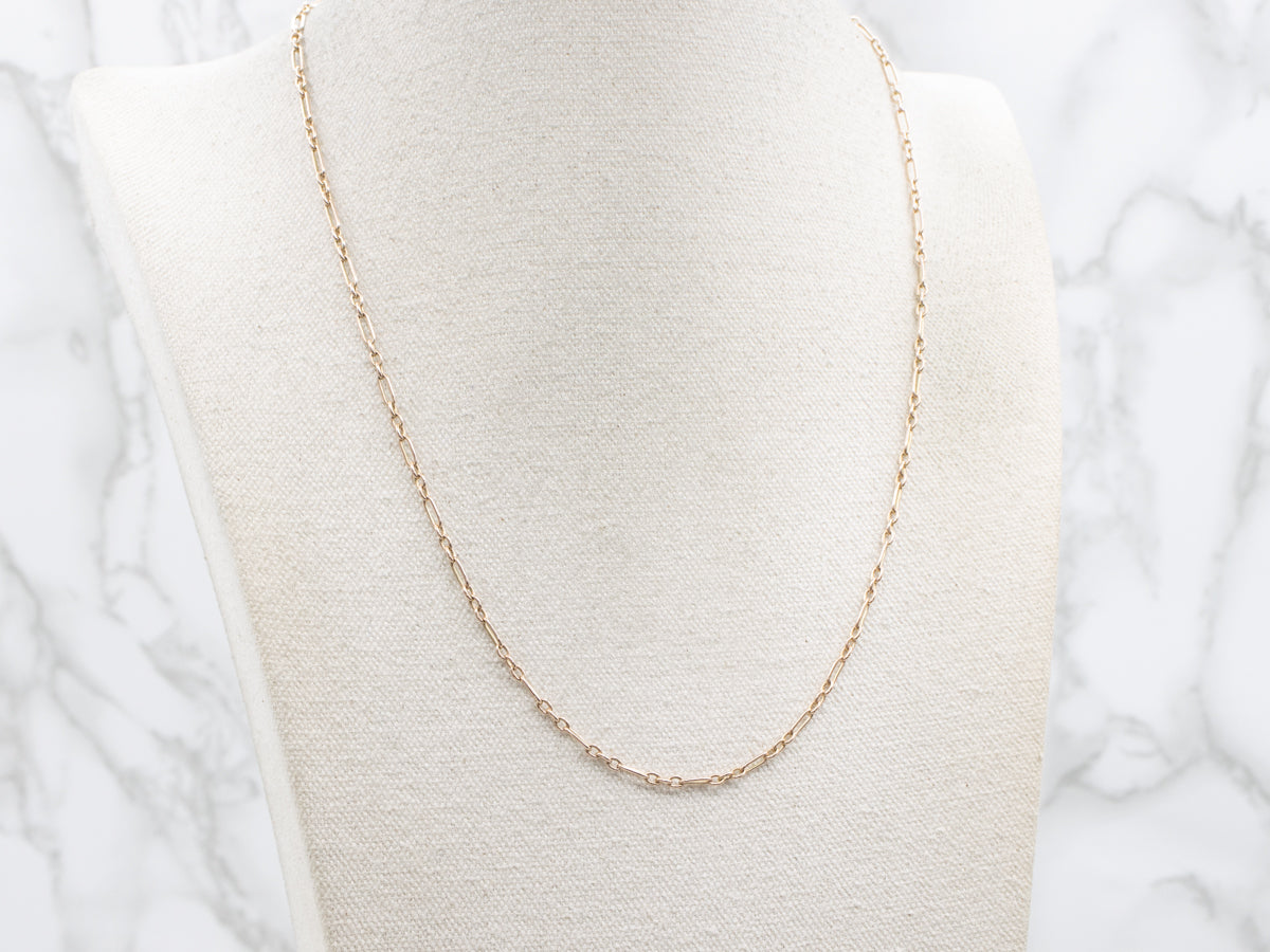 Polished Gold Trombone-Link Chain with Spring Clasp