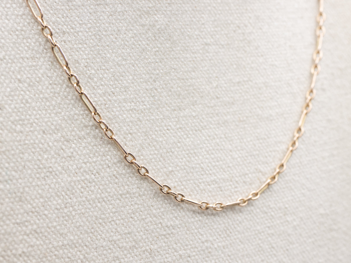 Polished Gold Trombone-Link Chain with Spring Clasp