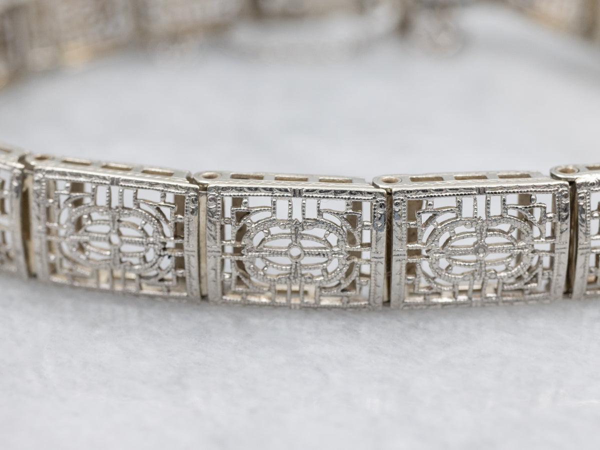 Art Deco Gold Filigree Panel Bracelet