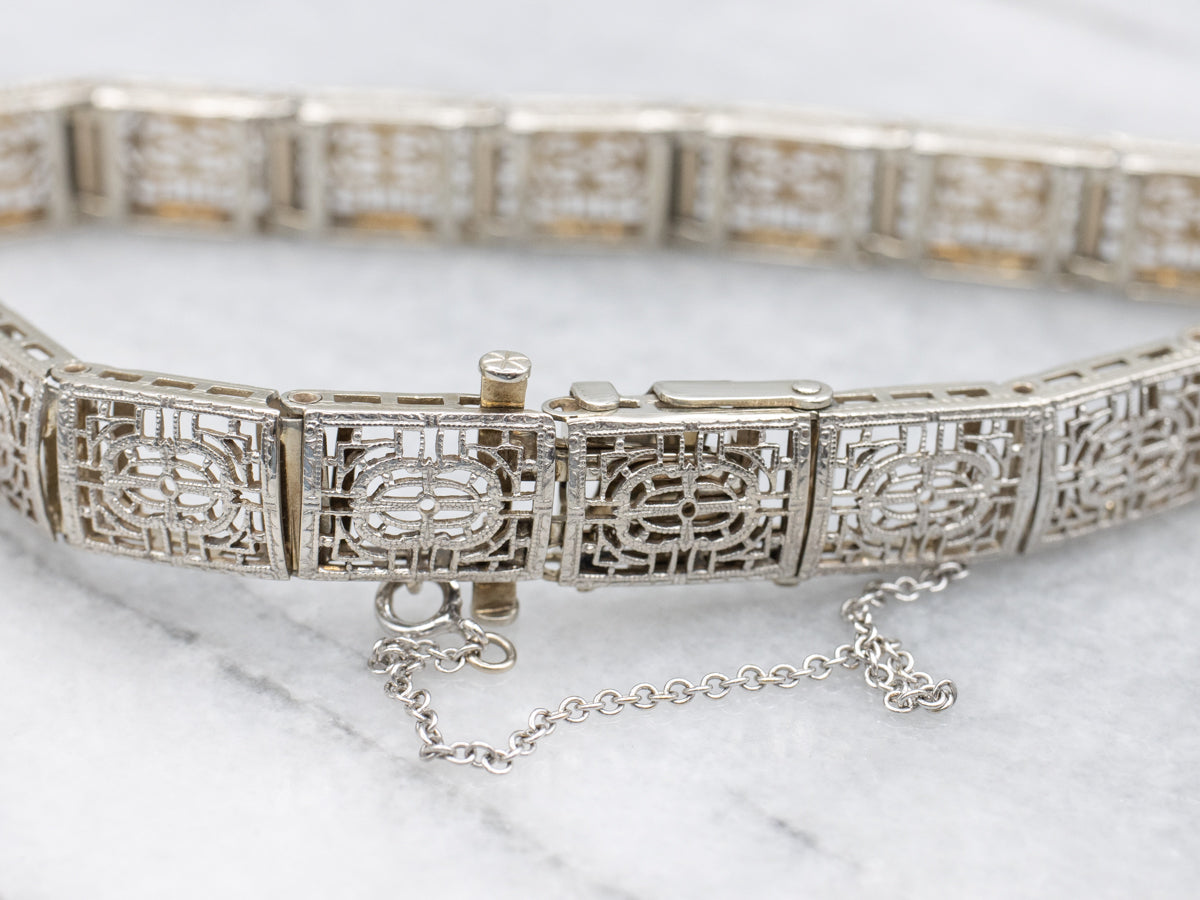 Art Deco Gold Filigree Panel Bracelet