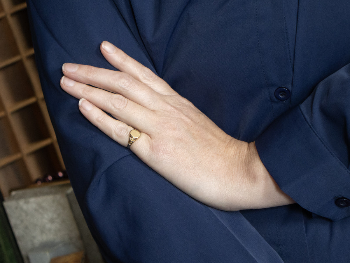 Small Engraved Gold Antique Signet Ring