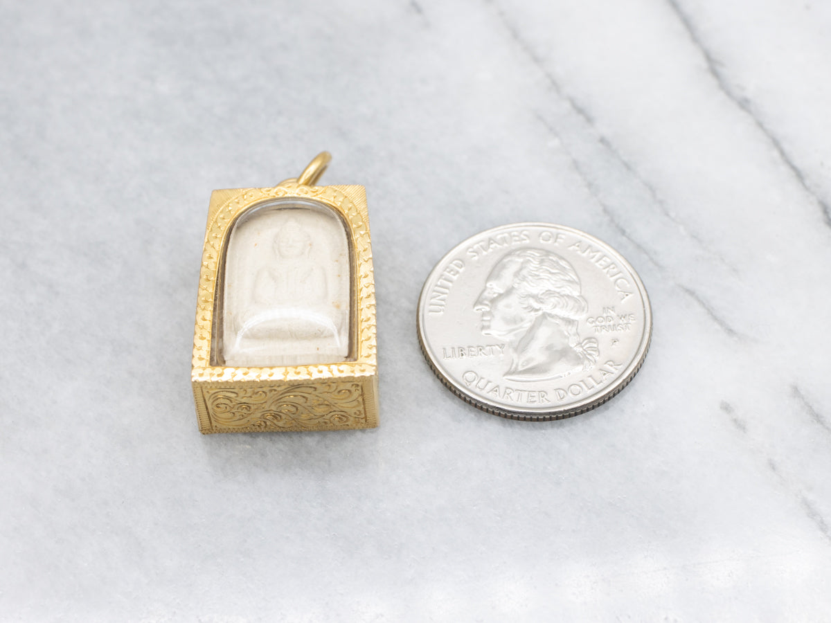 Wat Paknam Powder Gold Carved Buddhist Amulet