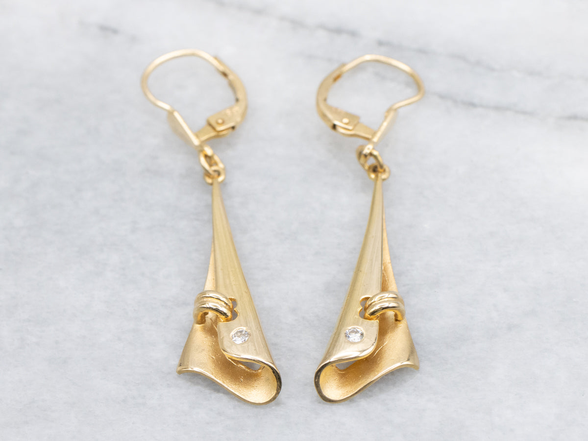 Wrapped 18-Karat Gold Diamond Drop Earrings