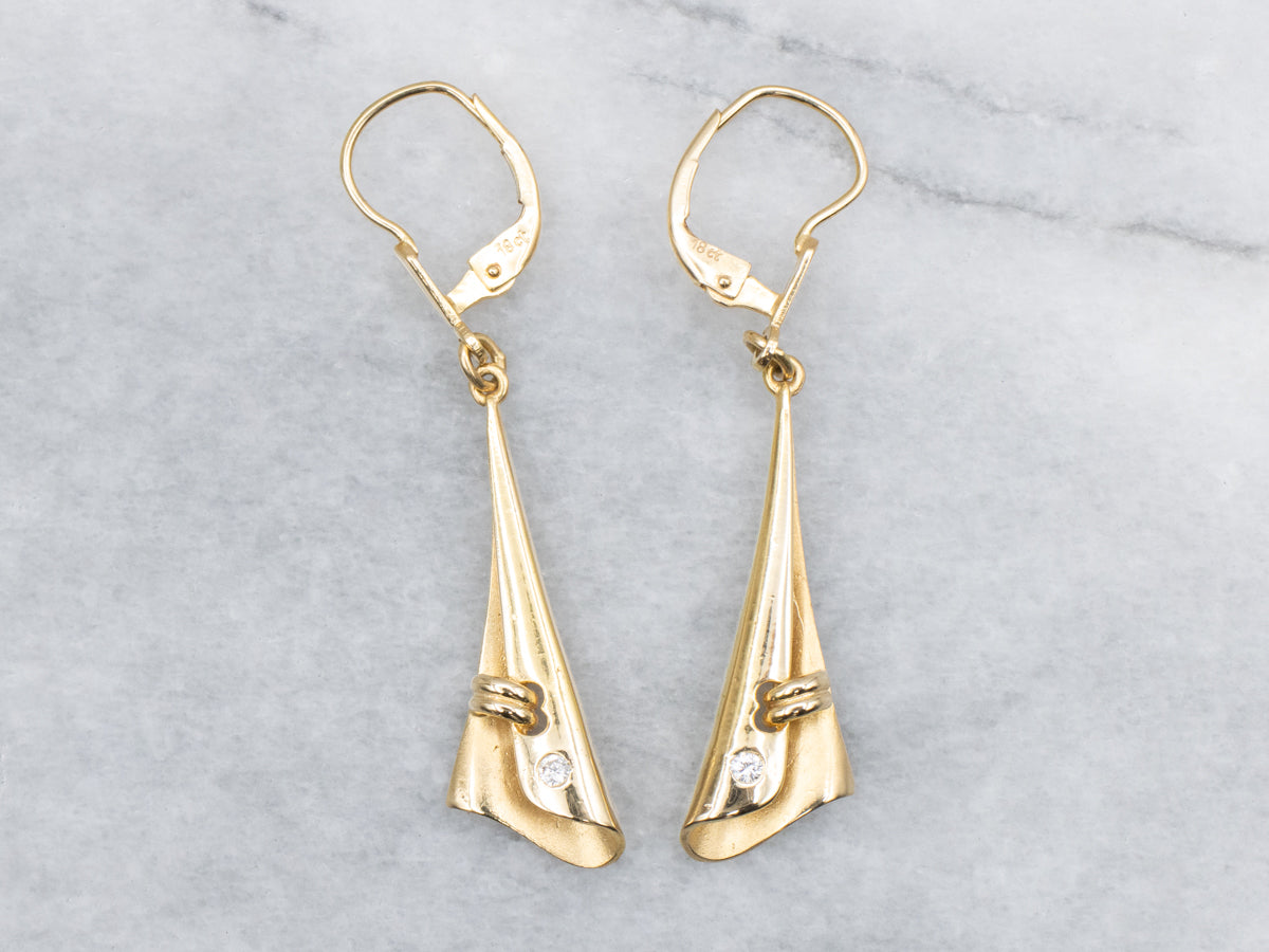 Wrapped 18-Karat Gold Diamond Drop Earrings