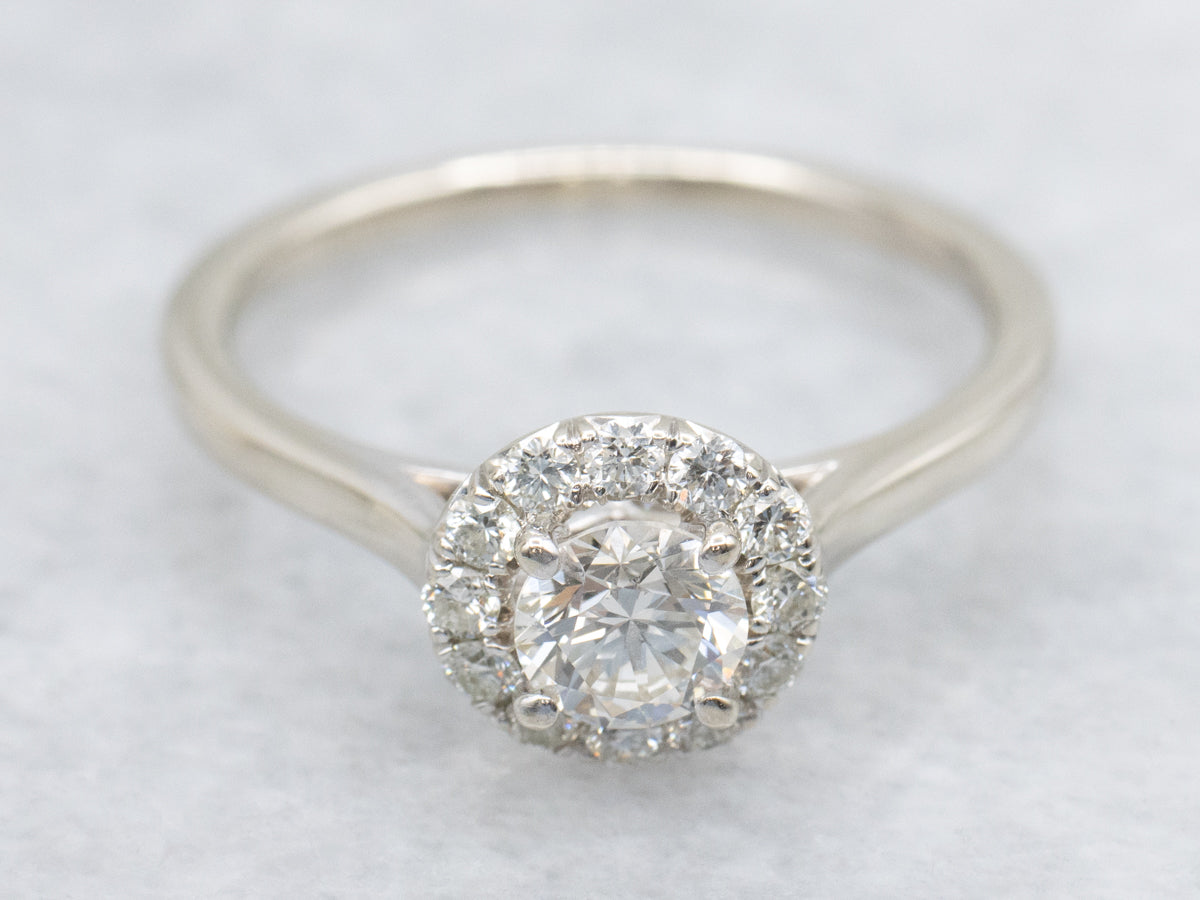 Modern Brilliant Diamond Halo Engagement Ring