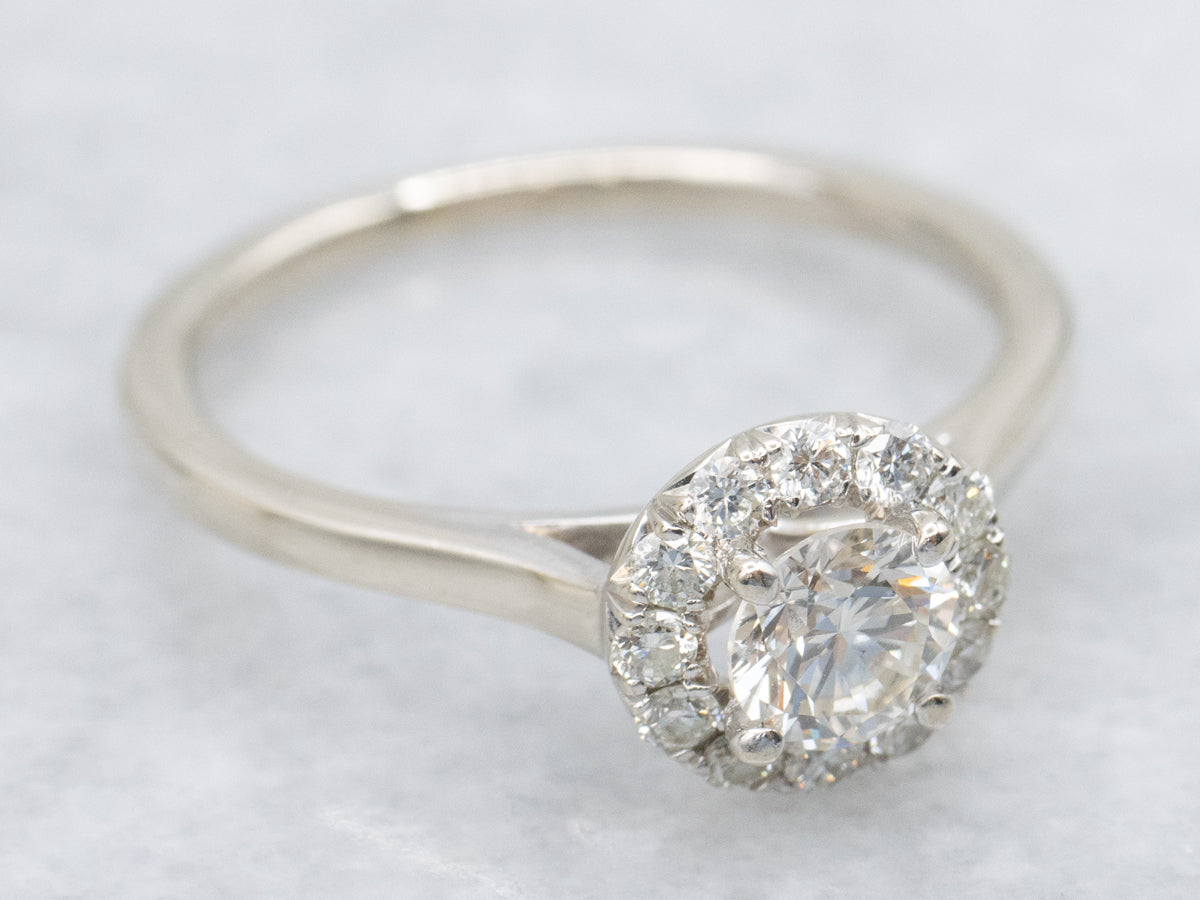 Modern Brilliant Diamond Halo Engagement Ring