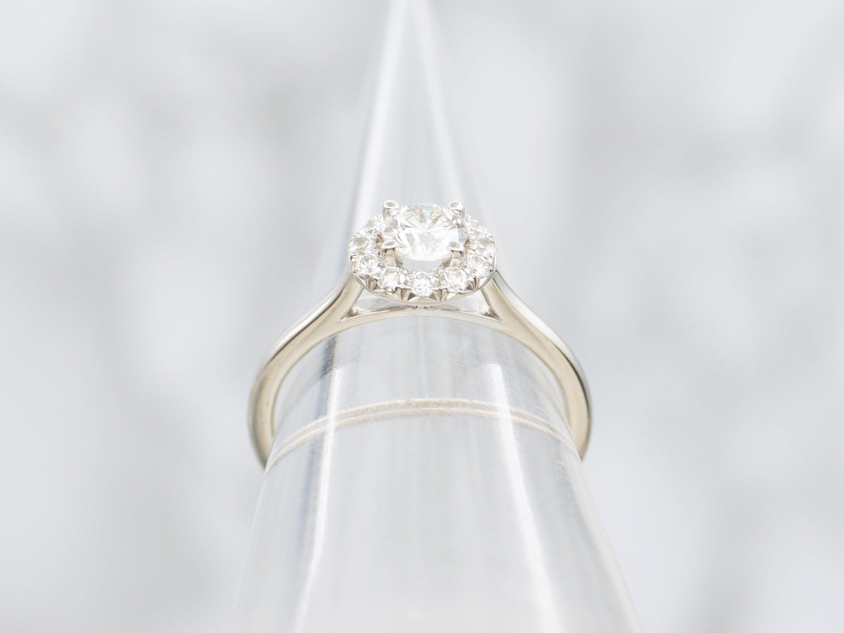 Modern Brilliant Diamond Halo Engagement Ring