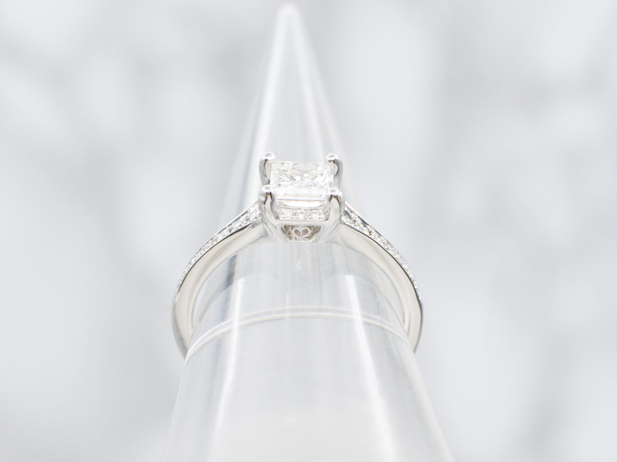 Modern Princess Cut Diamond Halo Engagement Ring