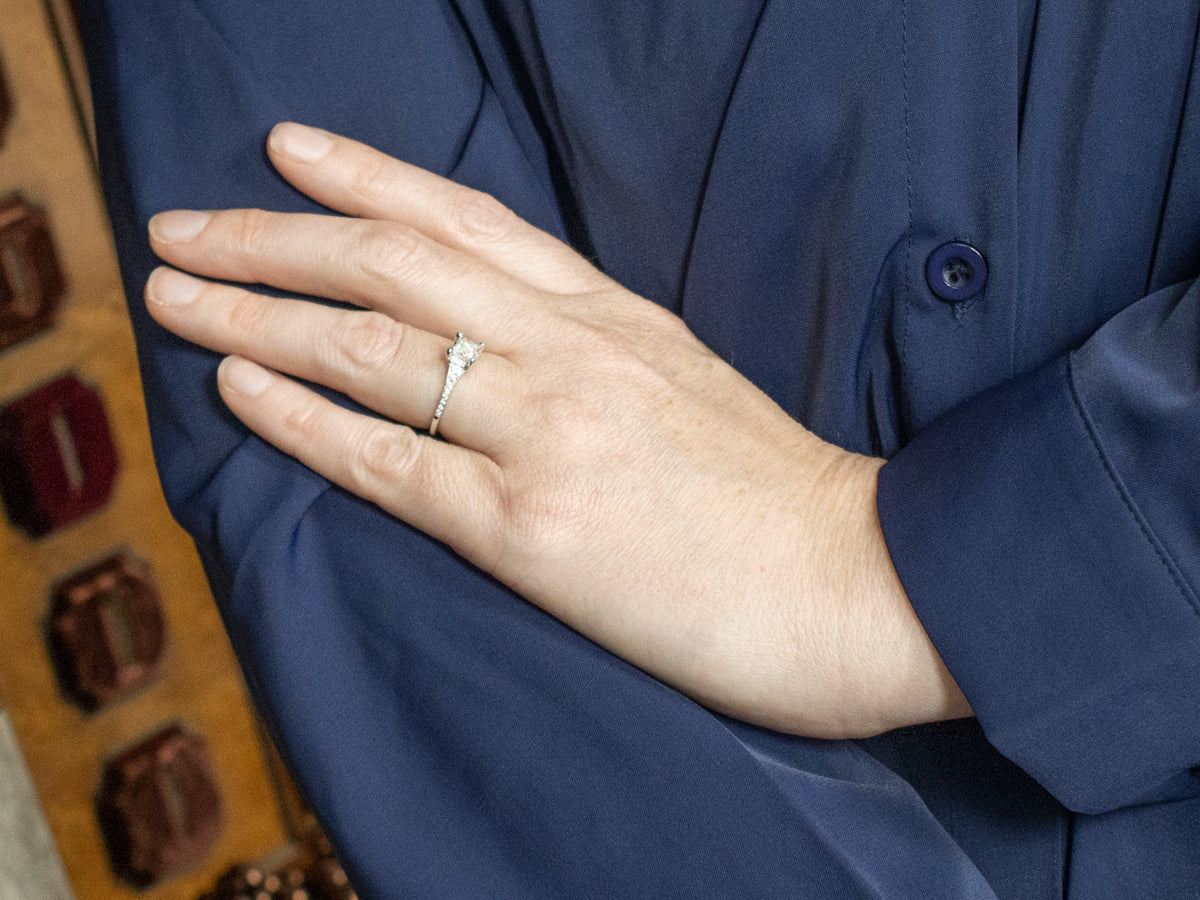 Modern Princess Cut Diamond Halo Engagement Ring