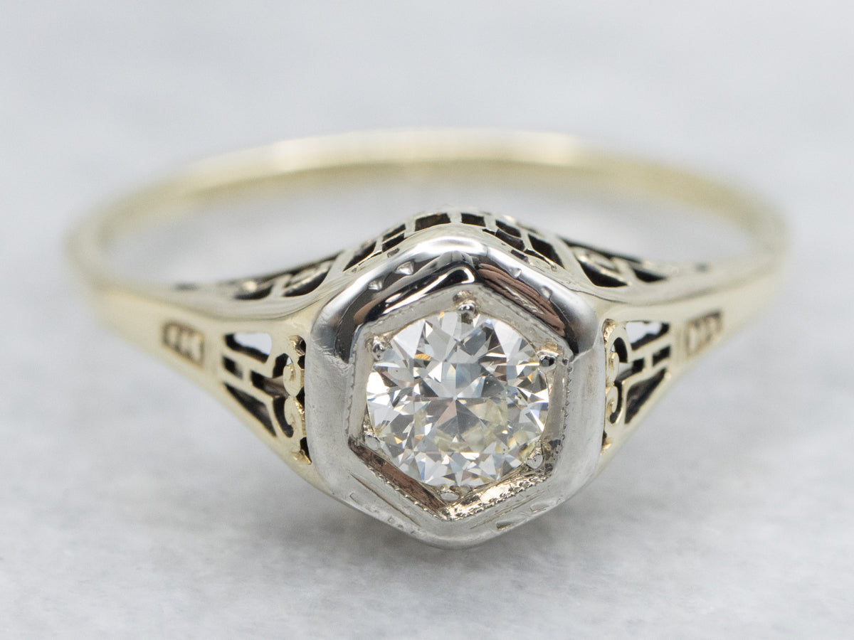 Antique European Cut Diamond Engagement Ring
