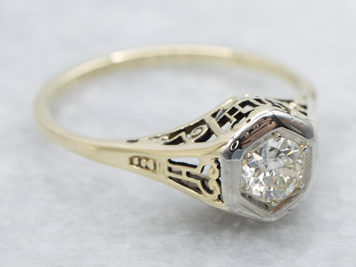 Antique European Cut Diamond Engagement Ring