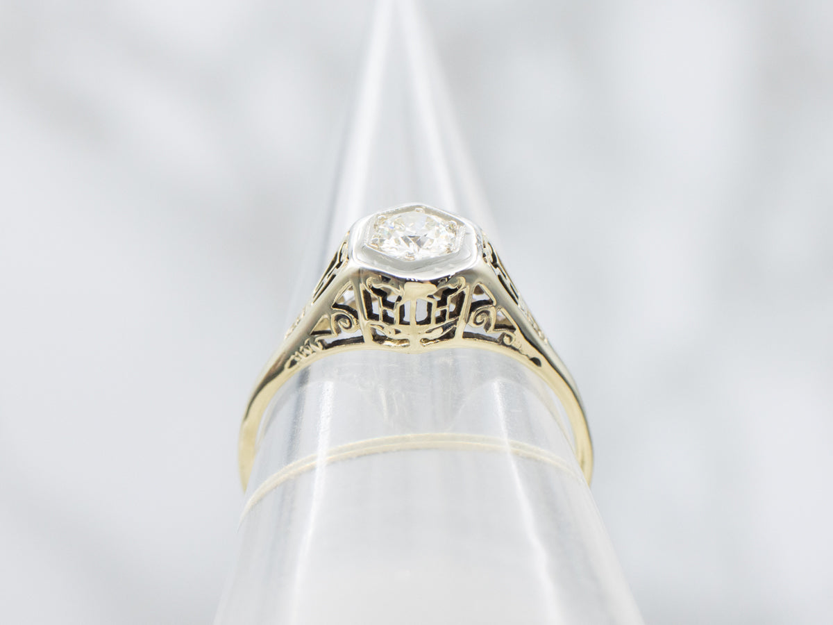 Antique European Cut Diamond Engagement Ring