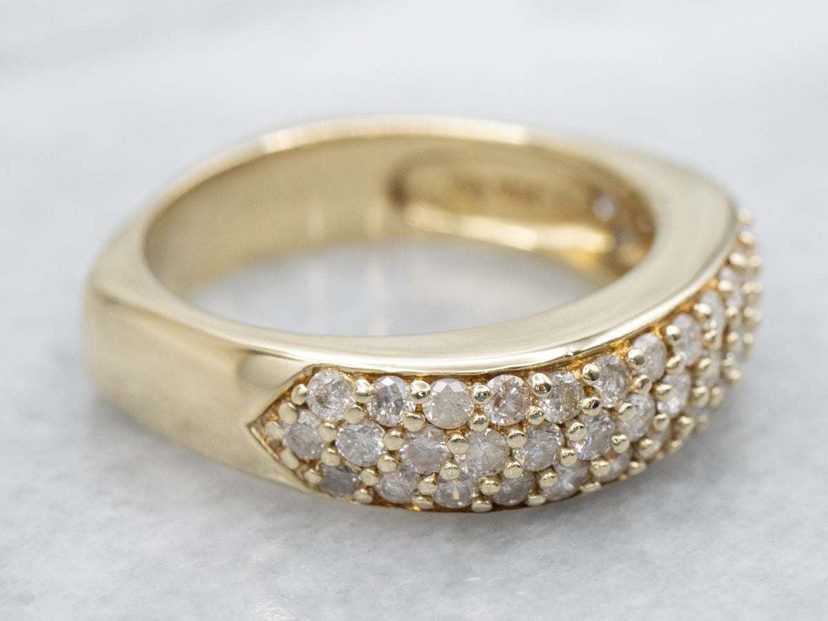 Diamond Paved Yellow Gold Cocktail Band