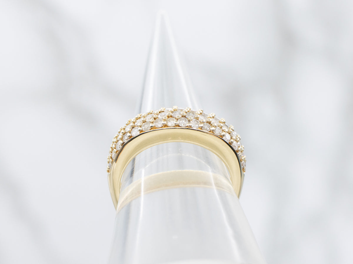 Diamond Paved Yellow Gold Cocktail Band