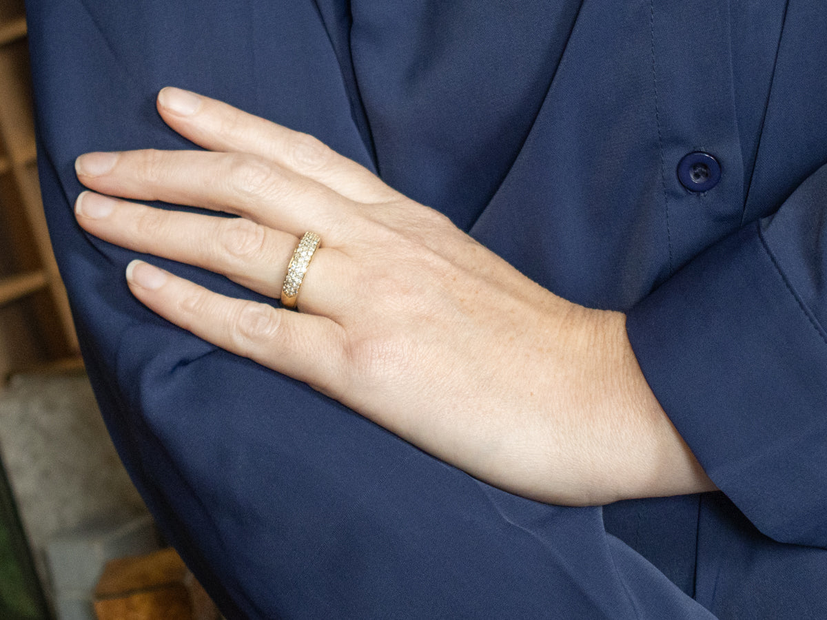 Diamond Paved Yellow Gold Cocktail Band