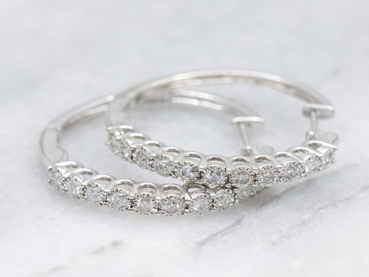 White Gold Diamond Hoop Earrings