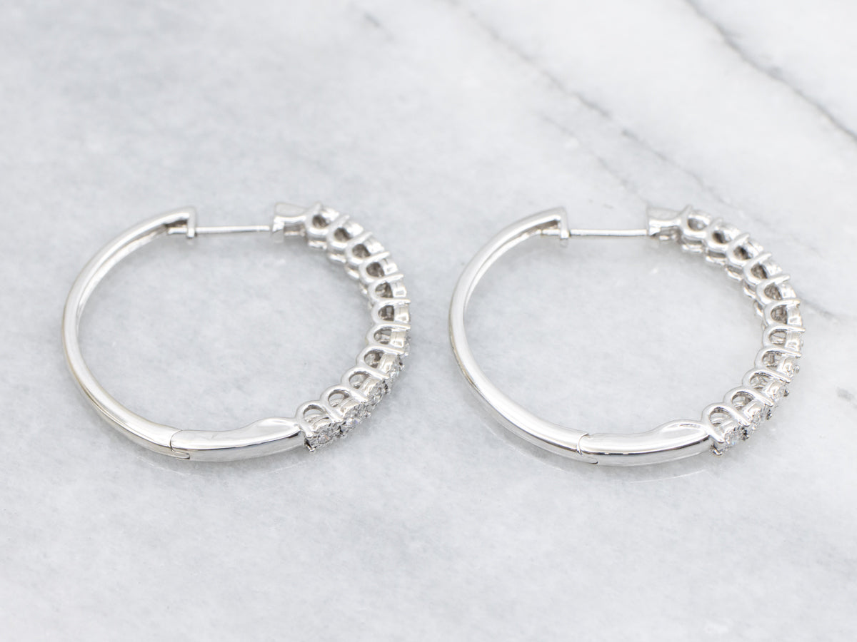 White Gold Diamond Hoop Earrings