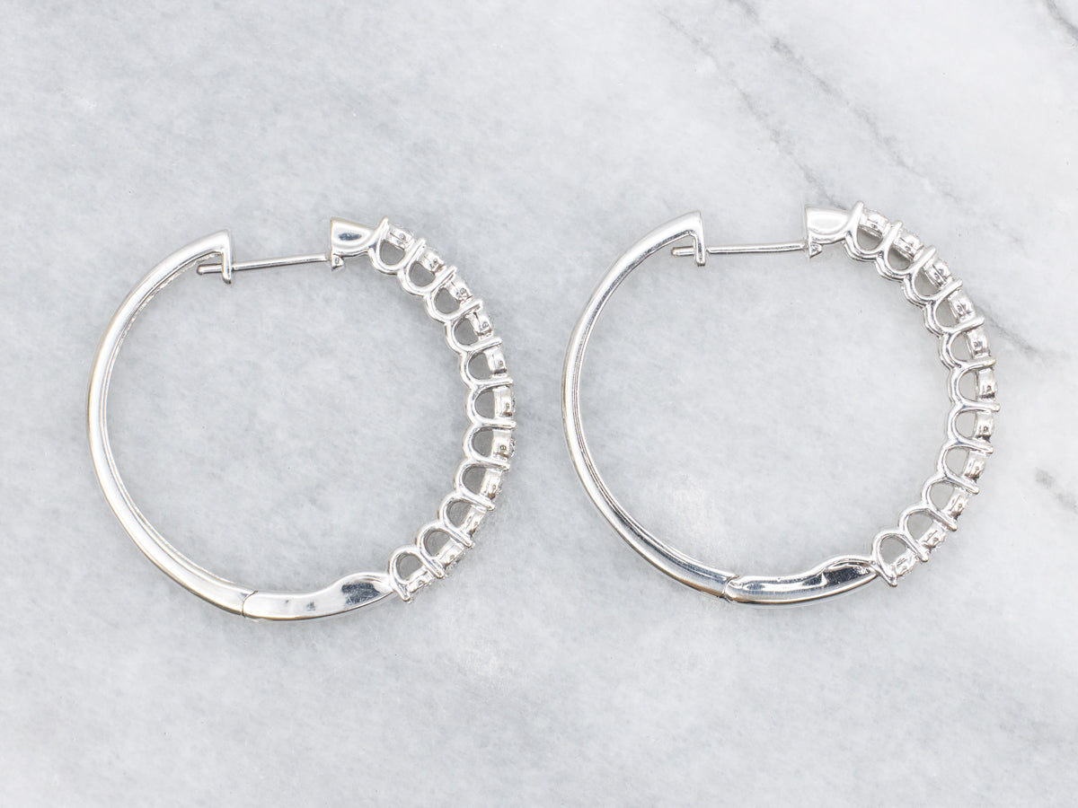 White Gold Diamond Hoop Earrings