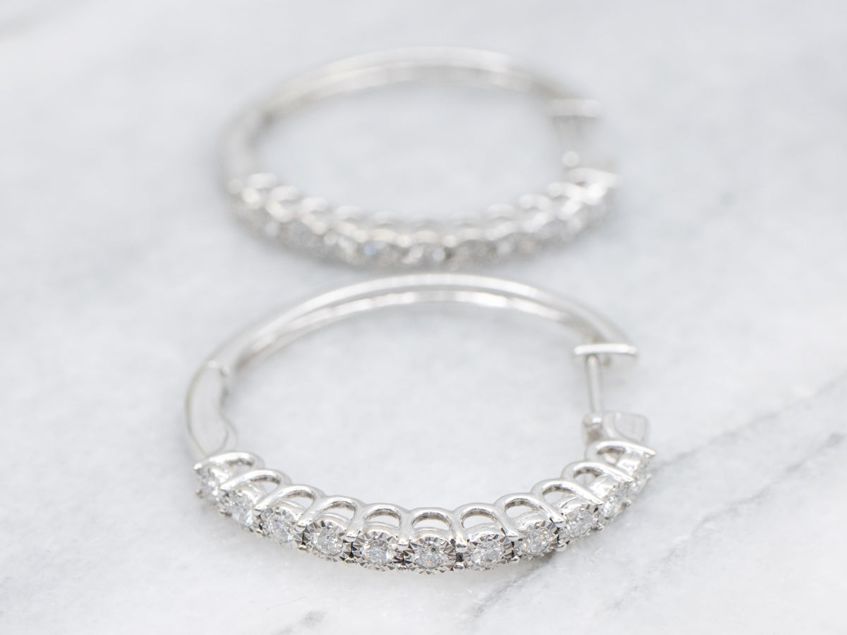 White Gold Diamond Hoop Earrings