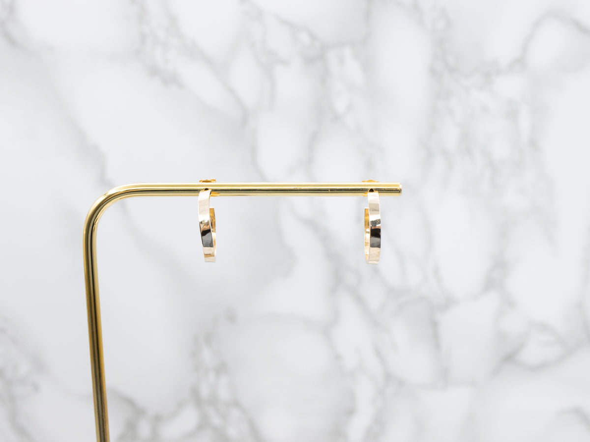 Hammered Yellow Gold Hoop Earrings